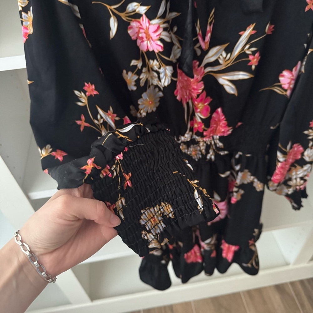 MISA Floral Iyana Tie-Neck Mini Dress - Picture 7 of 8